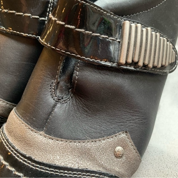 Remonte Black Leather Patent Silver Velcro Strap Metallic Shoes EU 39 / US 8-8.5 - Picture 5 of 10
